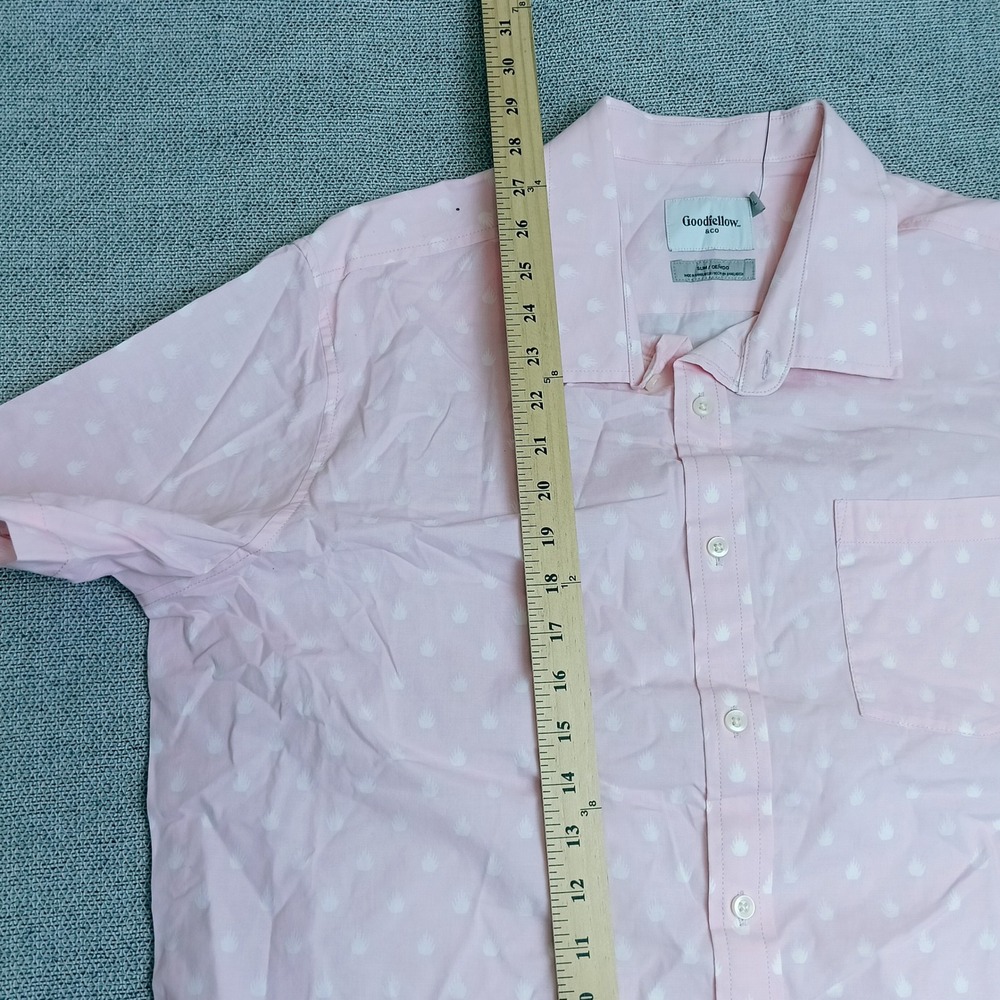 Goodfellow & Co Button Down Shirt Mens XL Pink Excellent Slim Short Sleeve Print - Picture 6 of 7